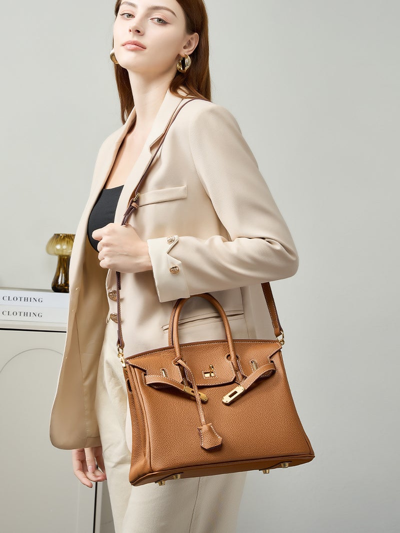 Togo Genuine Leather Women's Kelly Birkin Bag – Large Capacity Urban Tote - Image 4